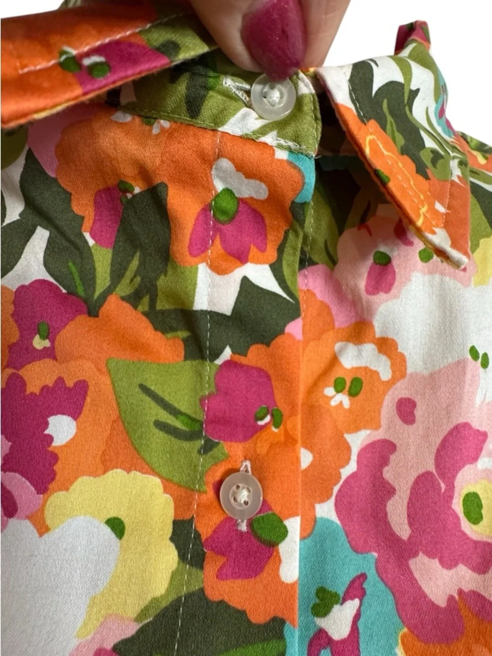 Talbots Floral Sleeveless Collared Dress Cotton/Span   LARGE/PETITE    #CL - Picture 3 of 8